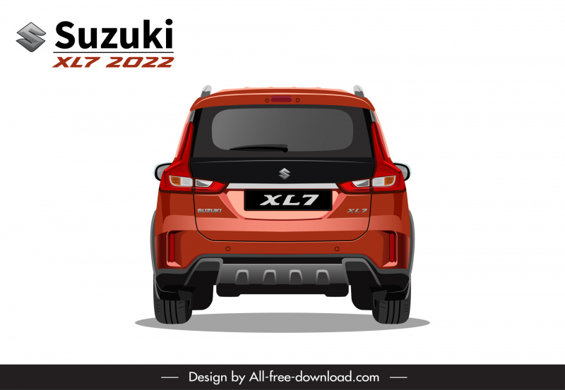 suzuki xl7 2022 car model advertising poster modern flat back view sketch
