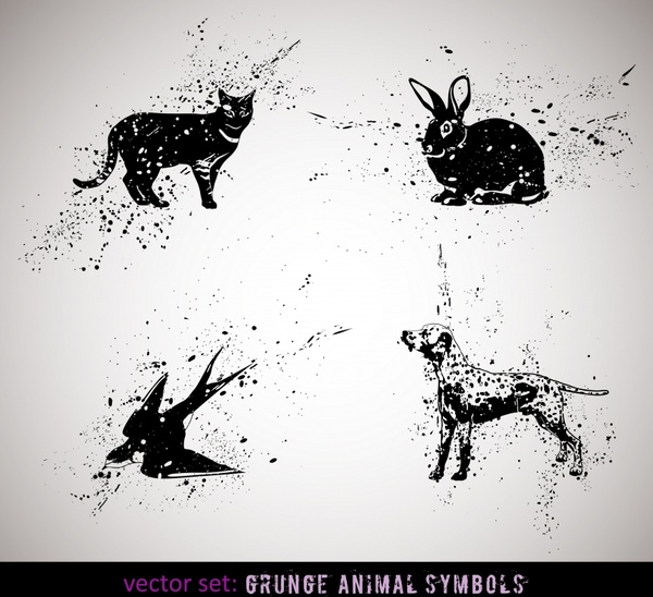 animals creatures icons black white grunge ink sketch
