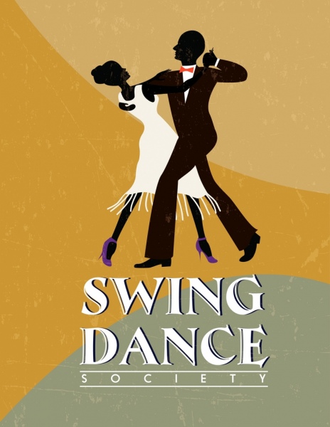 swing dance advertisement dancers icon silhouette retro design