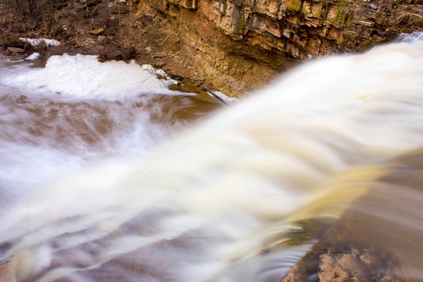 swirling water of waterfalls at fonferek falls wisconsin free stock photo