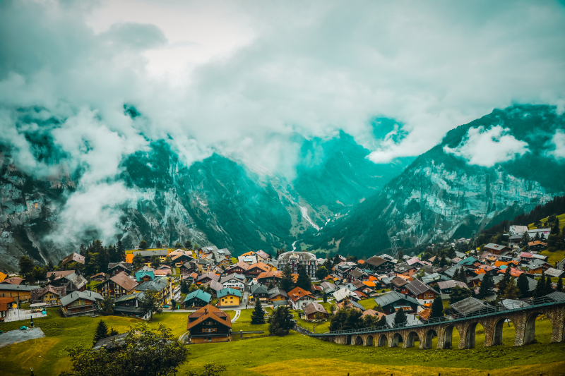 switzerland landscape picture peaceful mountain village 