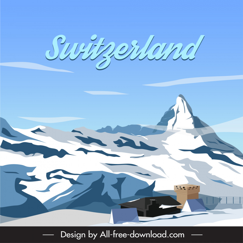 switzerland mountains scene backdrop template classical design  