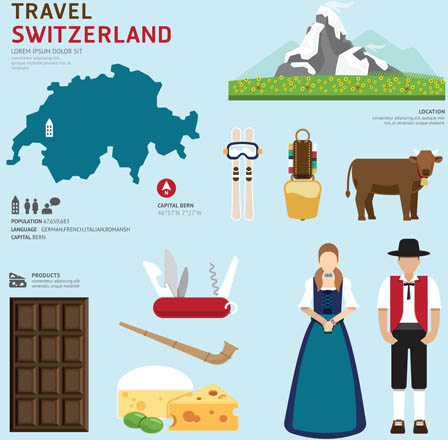 switzerland tourism elements vector