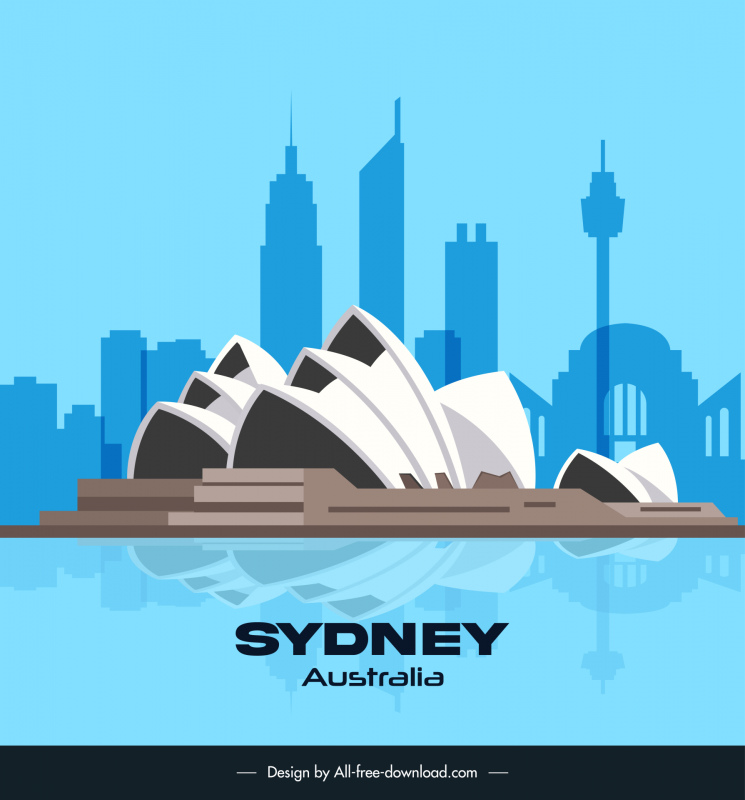 sydney australia advertising banner template silhouette architectures sketch 