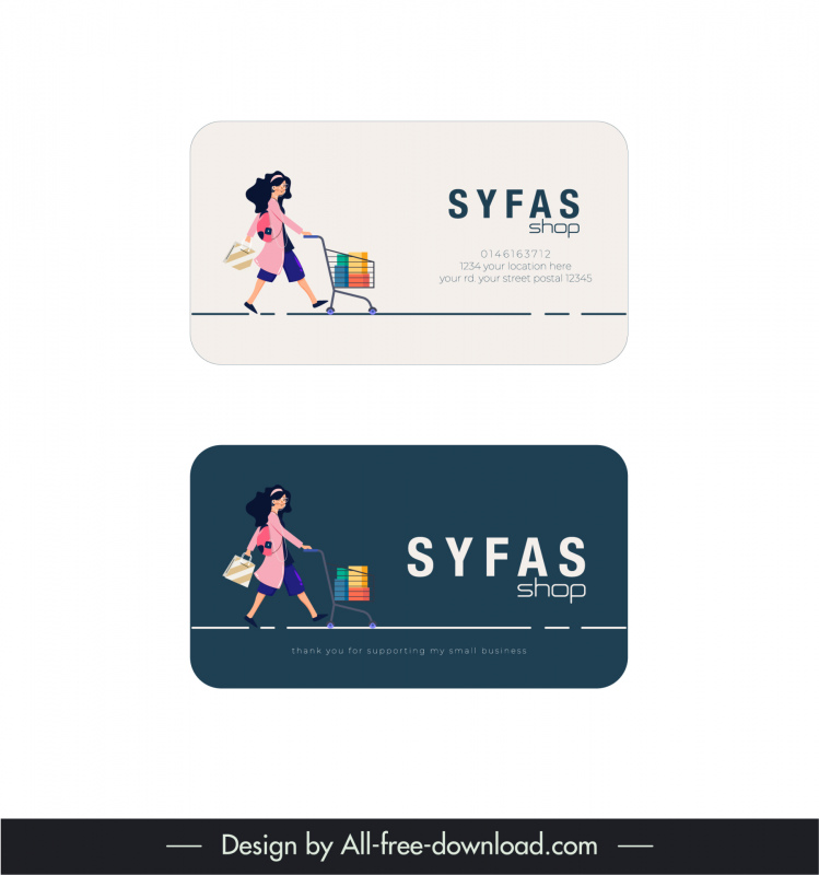 syfas shop card visit templates cartoon  shopper sketch 