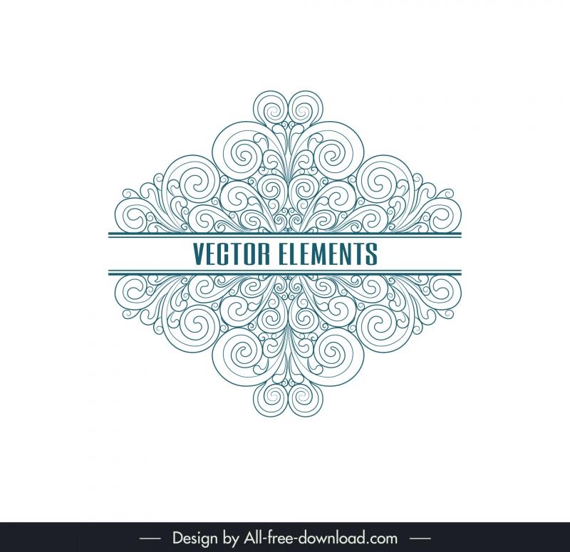 symmetric curves design elements green classical seamless outline 