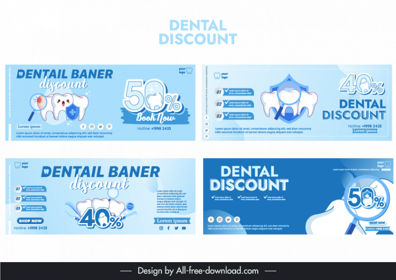 synthetic dental discount banner collection elegant blue white