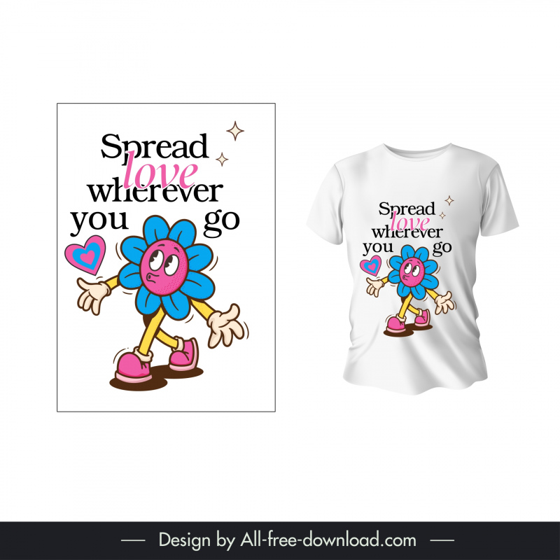 t shirt design template cute dynamic stylized flower