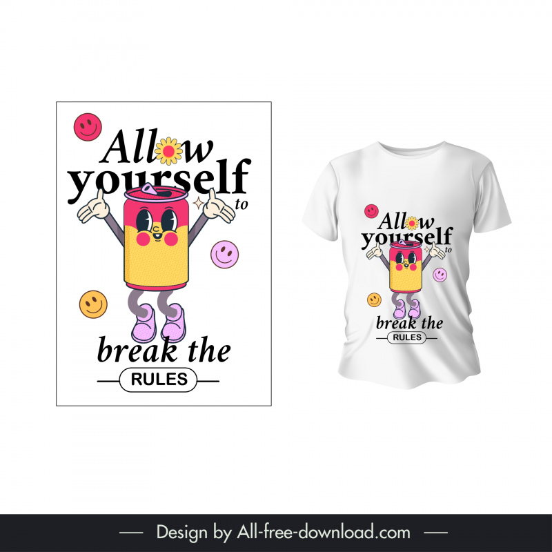 t shirt design template cute stylized can 