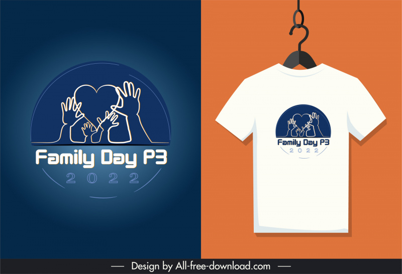 t shirt family day p3 logotype tshirt template silhouette handdrawn arms heart sketch