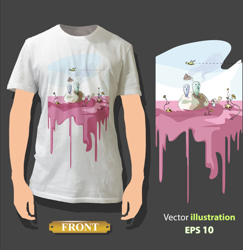 t shirt front and back creative design vector set 