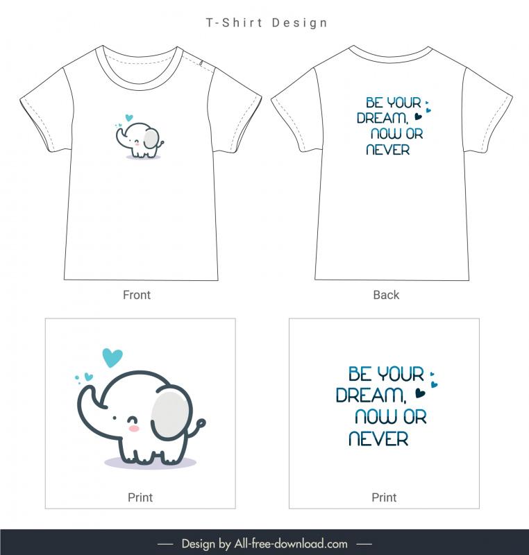   t shirt template cute flat handdrawn elephant calf 
