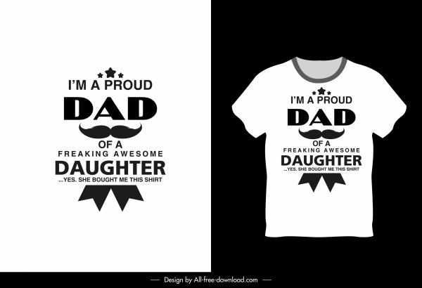 t shirt template dad daughter theme texts decor 