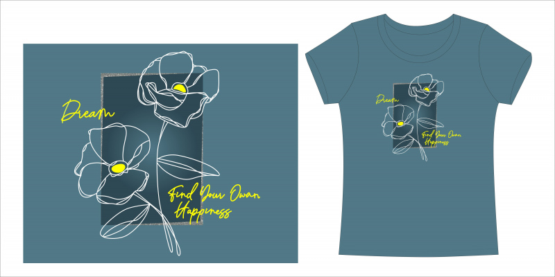 t shirt template handdrawn flower sketch