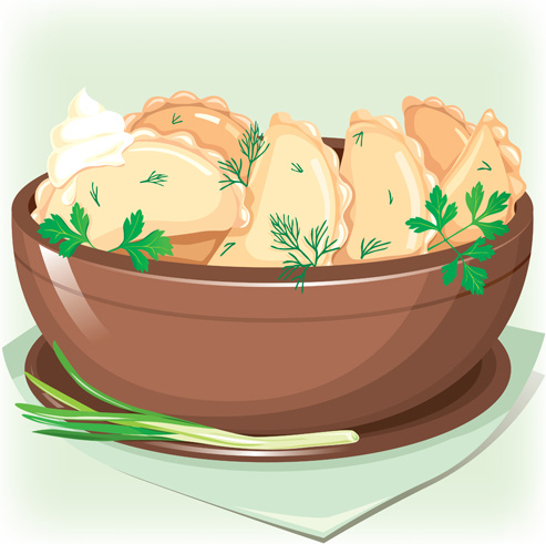 tasty dumplings design elements vector