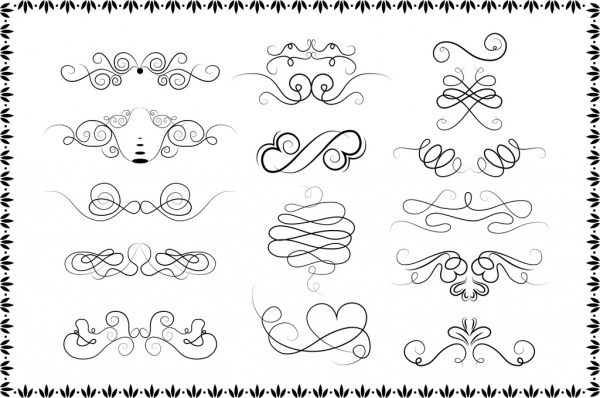 tattoo design elements curved lines isolation