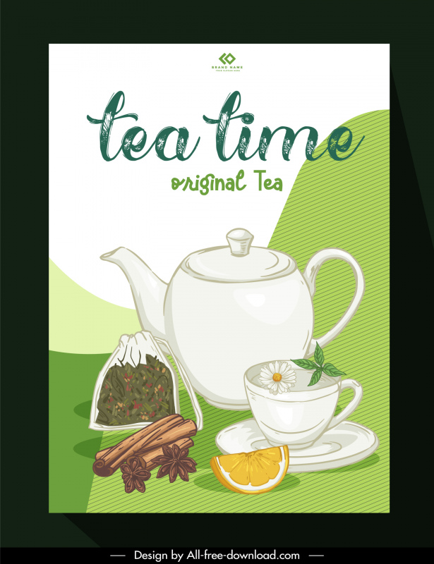 tea time banner template elegant classical handdrawn decor 