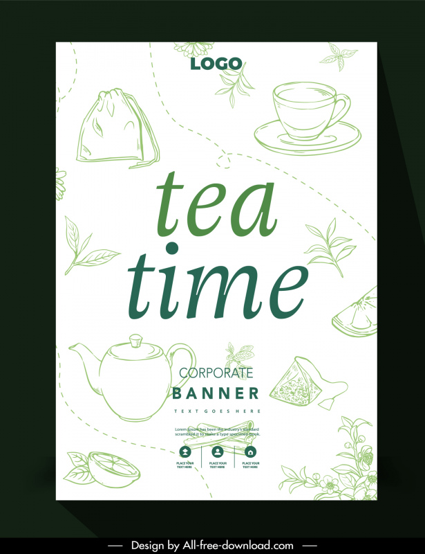  tea time corporate pattern template elegant classical handdrawn design  