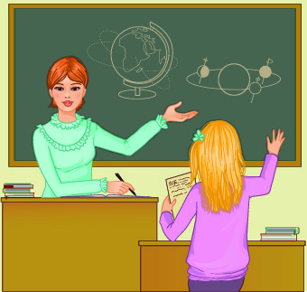 teacher with student vector 