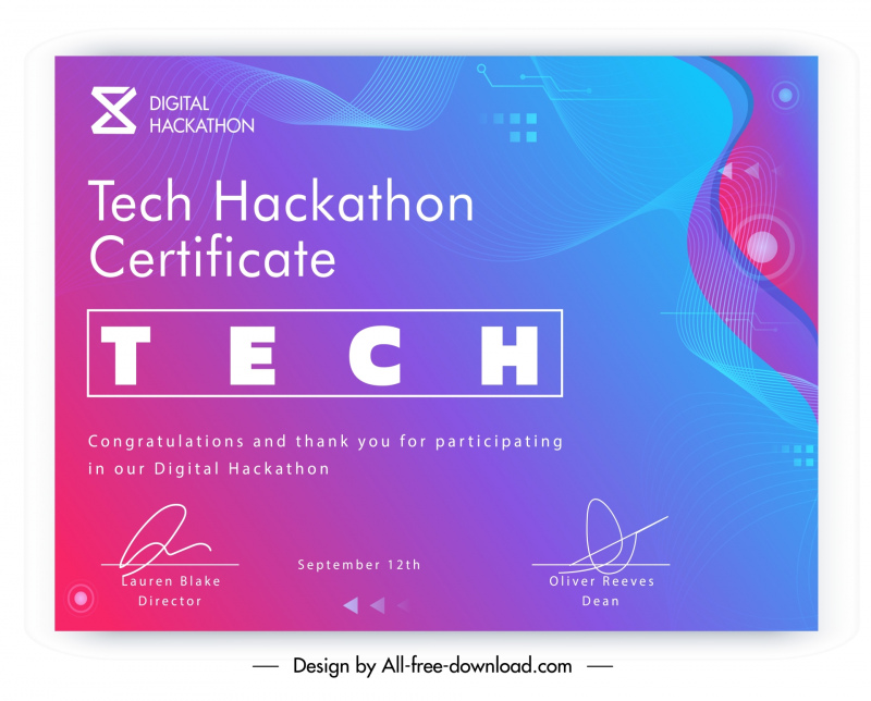 technology certificate template elegant dynamic 