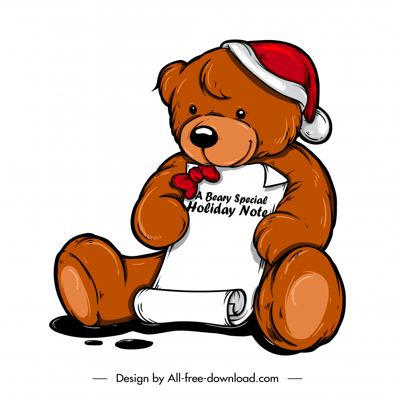 teddy bear icon cute handdrawn cartoon sketch