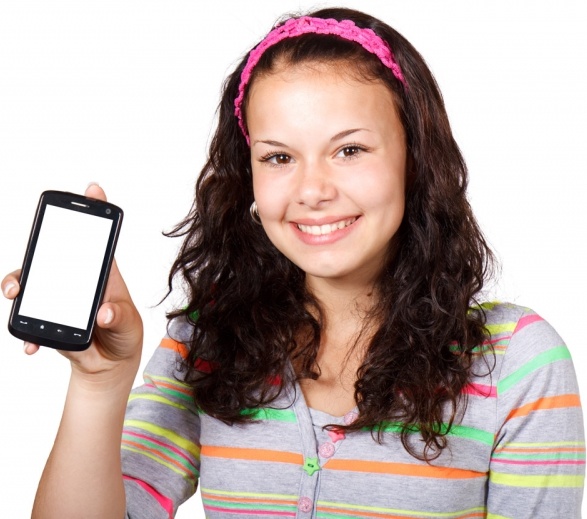 teenager with smartphone