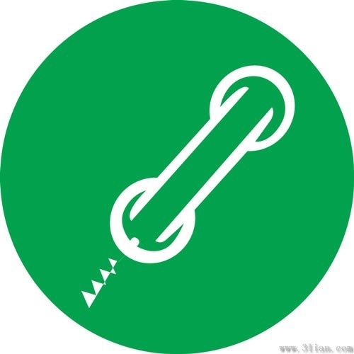 telephone handset icon vector green background