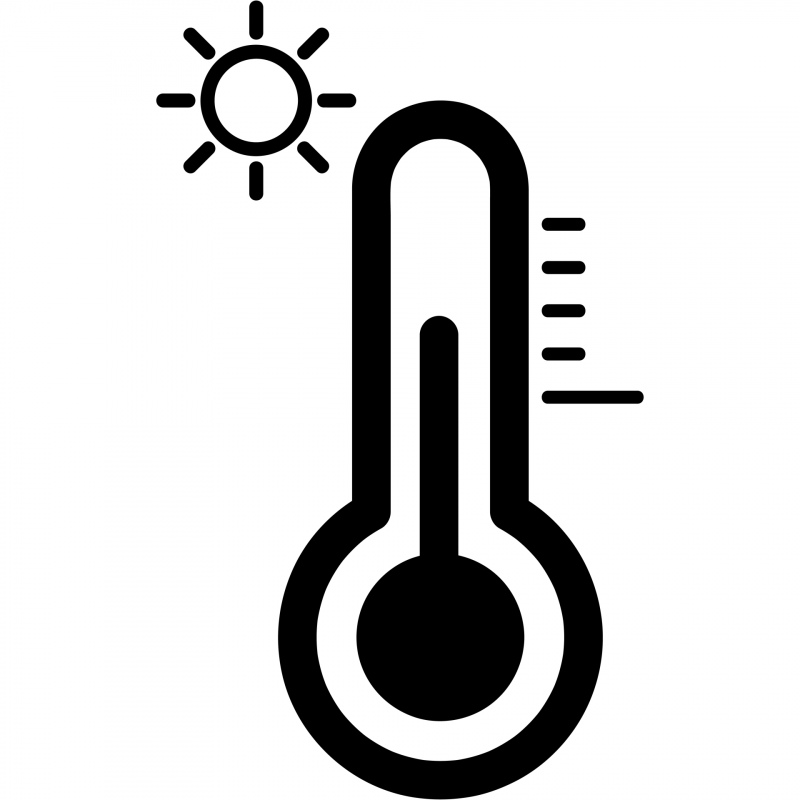 temperature high sign icon flat black white outline