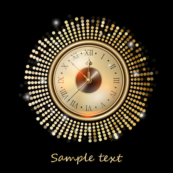 template design with shiny golden antique clock