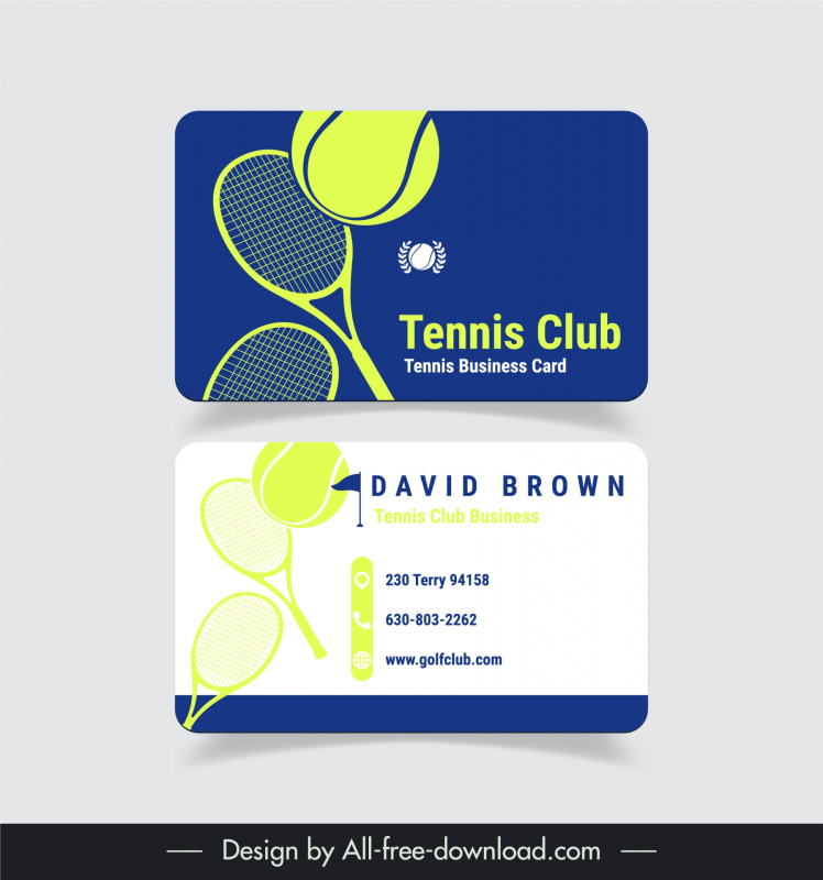 tennis business card template contrast ball racket 