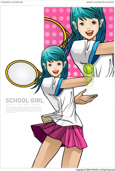 tennis female students vector