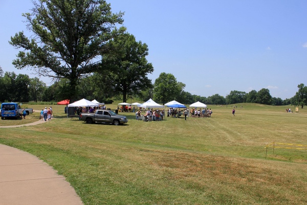 tents on archaeology day at cahokia mounds illinois