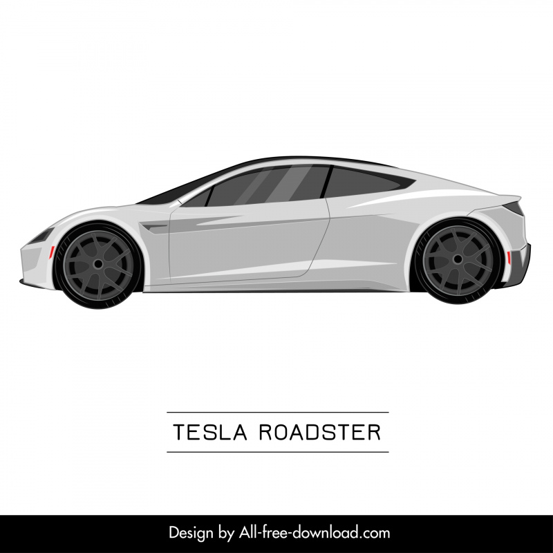 tesla roadster car model advertising template modern flat side view design 