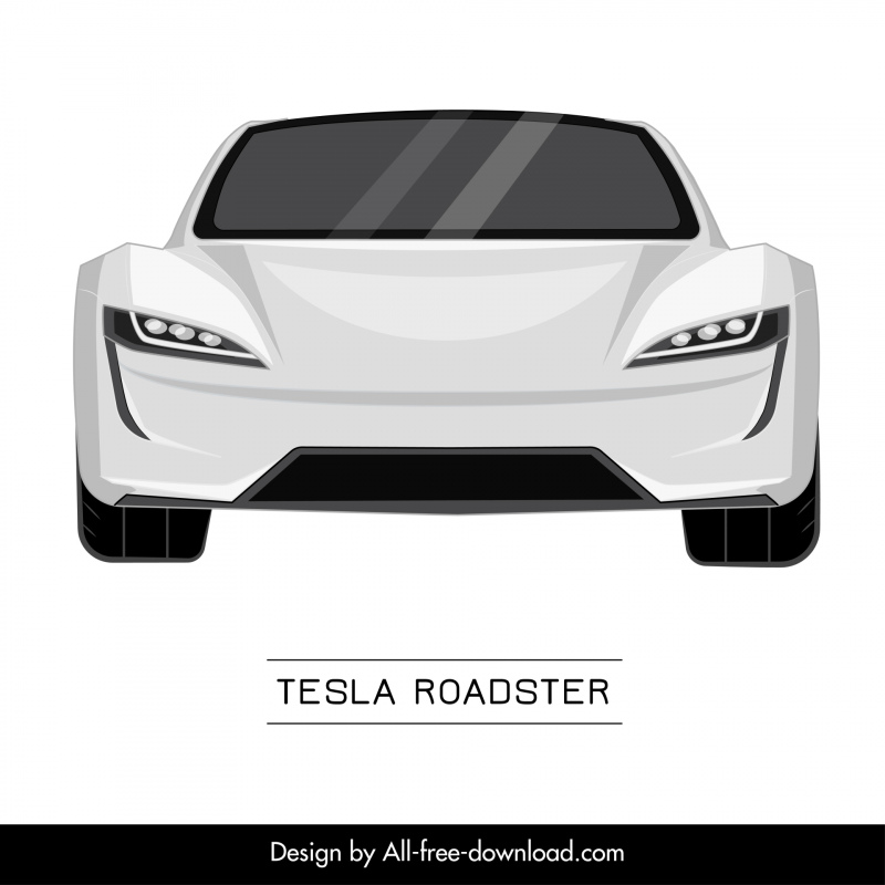 tesla roadster car model icon modern symmetric front view design