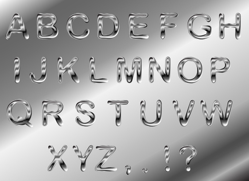 textured metal alphabet vector