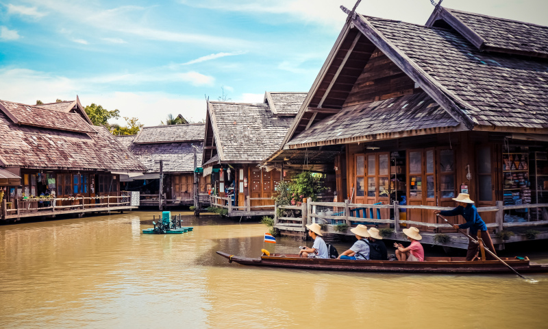 thailand landscape picture classical river village