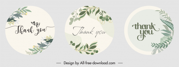 thank card tags templates elegant circle leaves decor