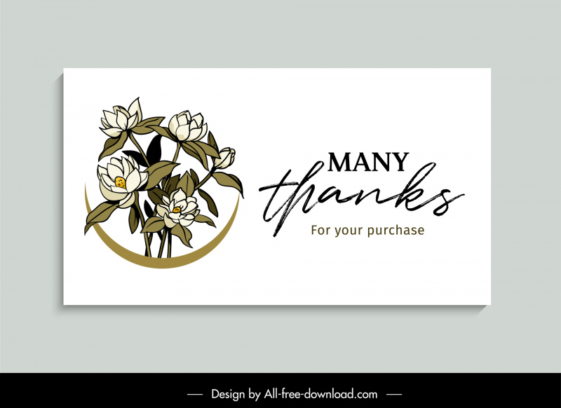 thank you card template elegant classic floras handdrawn