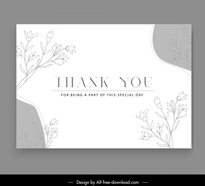 thank you card template elegant classical handdrawn botany