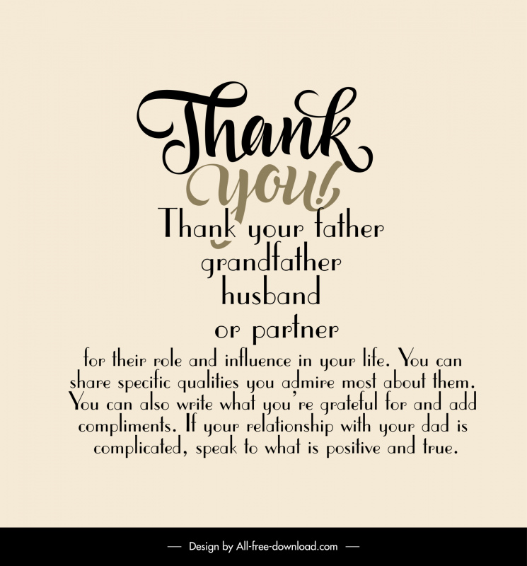 thank you dad quotation template flat symmetric texts