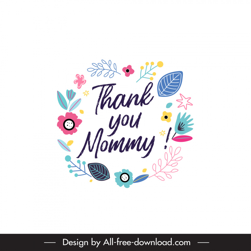 thank you mom quotation template elegant classical texts nature elements decor