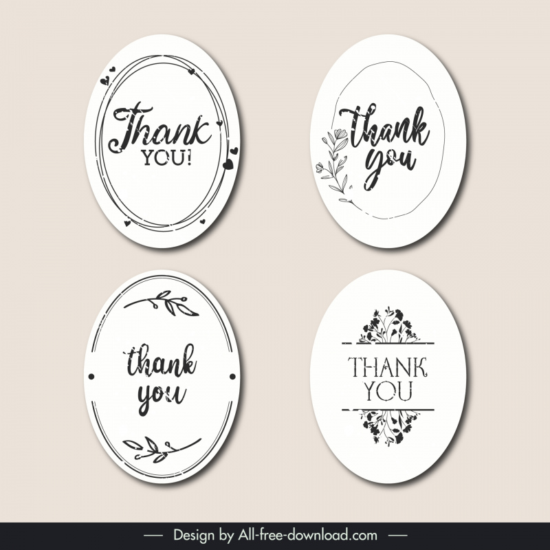 thank you stamp templates classical leaves heart oval shapes