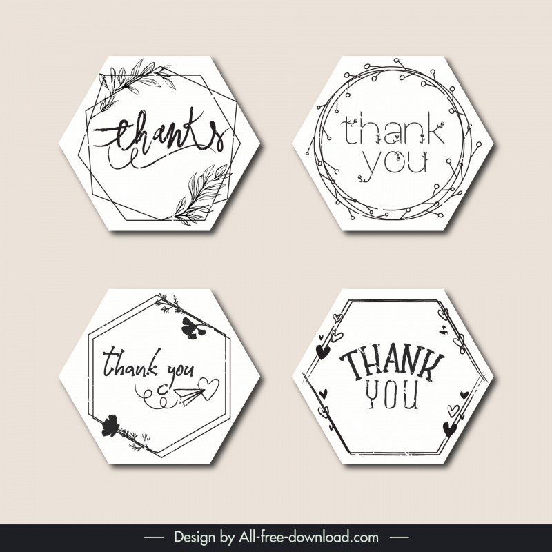 thank you stamp templates collection geometric shapes