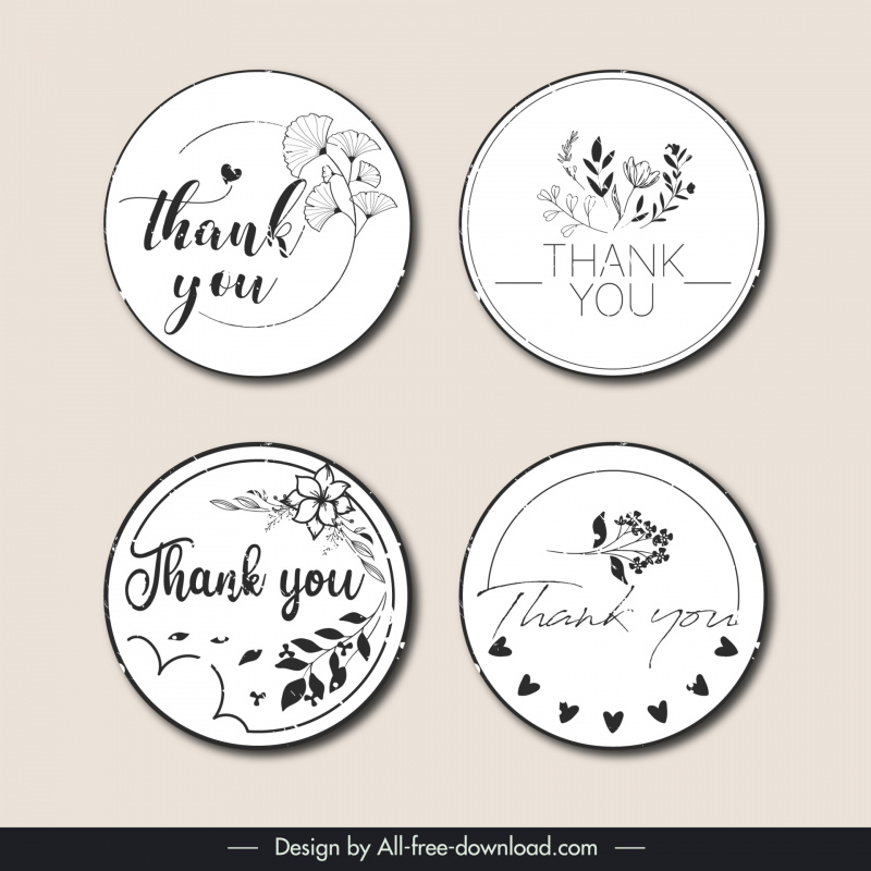 thank you stamp templates elegant classical floras hearts