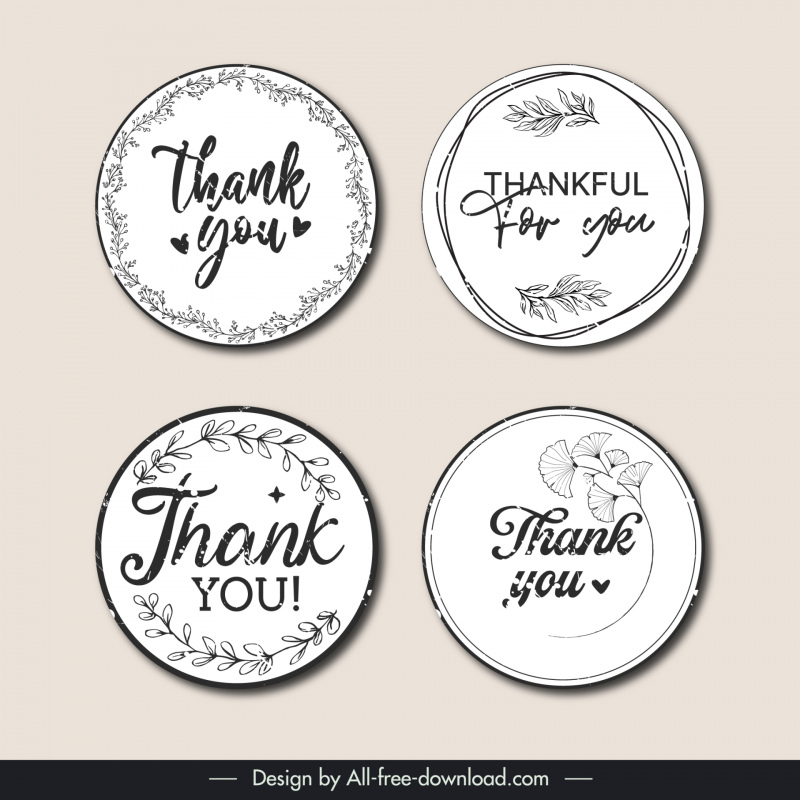 thank you stamps templates classical circles leaves decor