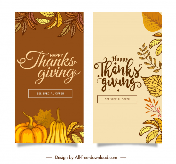thanks giving banners templates elegant classic nature elements