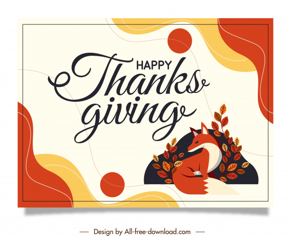 happy thanksgiving card template colorful classic fox leaves