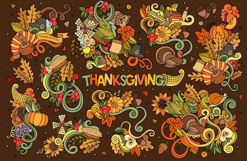 thanksgiving day autumn hand drawing illustration vector