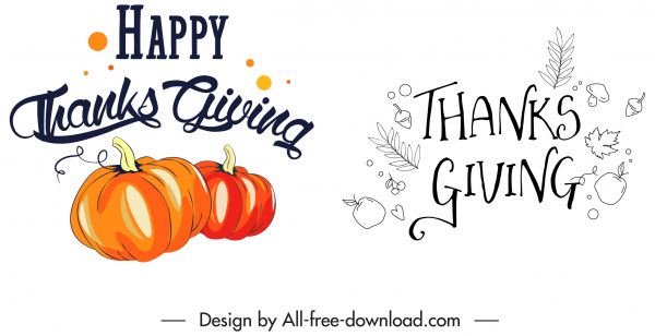 happy thanksgiving design elements pumpkin leaves text decor