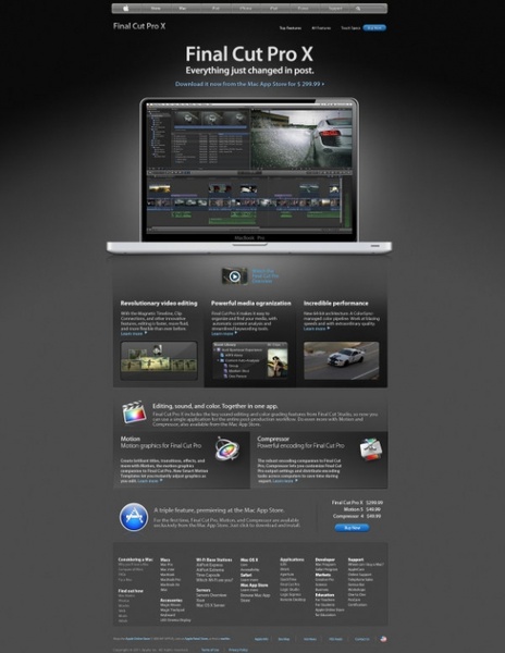 The apple website finalcut web templates Psd in editable psd format